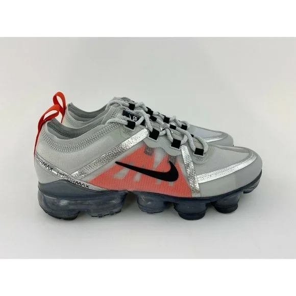 Nike Air VaporMax 2019 Pure Platinum Orange Youth GS Sneakers Shoes - Picture 7 of 12